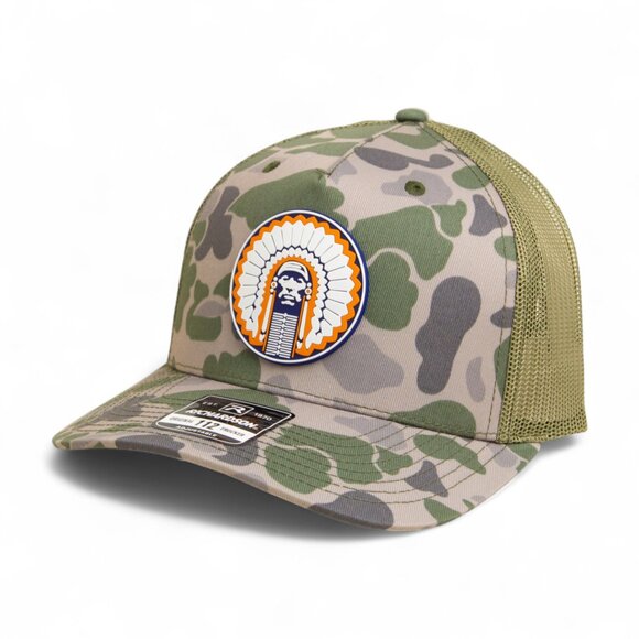 Illinois Fighting Illini Chief Illiniwek 3D Snapback Trucker Hat- Marsh Duck Cam - Picture 1 of 3